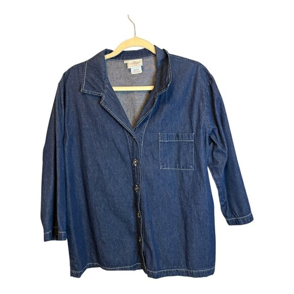 Hot Cotton Jacket Women's Size Large Denim‎ Lightweight Blue - Picture 1 of 3